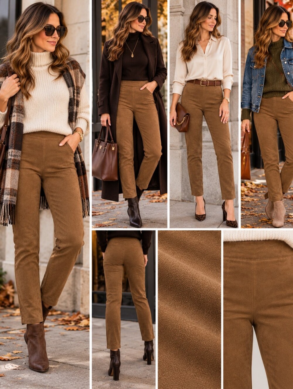 Max Studio Faux Suede Pull-On Pants M Vicuna Brown NWT